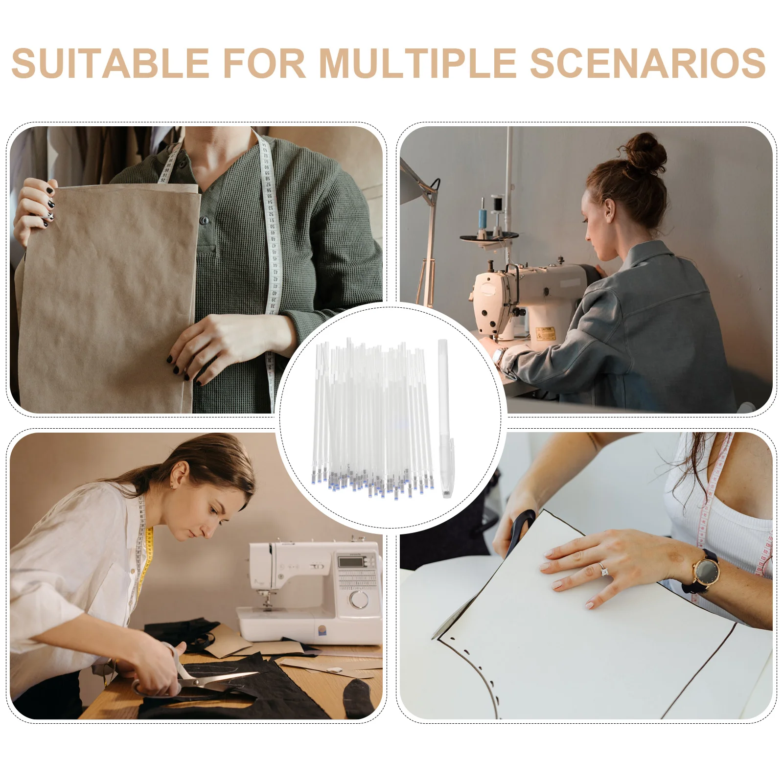 1 Set Heat Erasable Fabric Pens 1Mm Point Disappearing Ink Refill Assorted Colors For Sewing Quilting Dressmaking Water Soluble