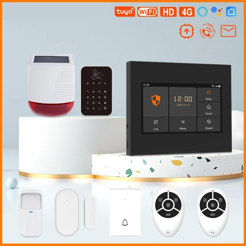 Sistema de alarma de seguridad para el hogar, Kit antirrobo inalámbrico con WiFi, 4G, HD, 433Mhz, Control por aplicación Tuya Smart Life, compatible con actualización OTA en línea