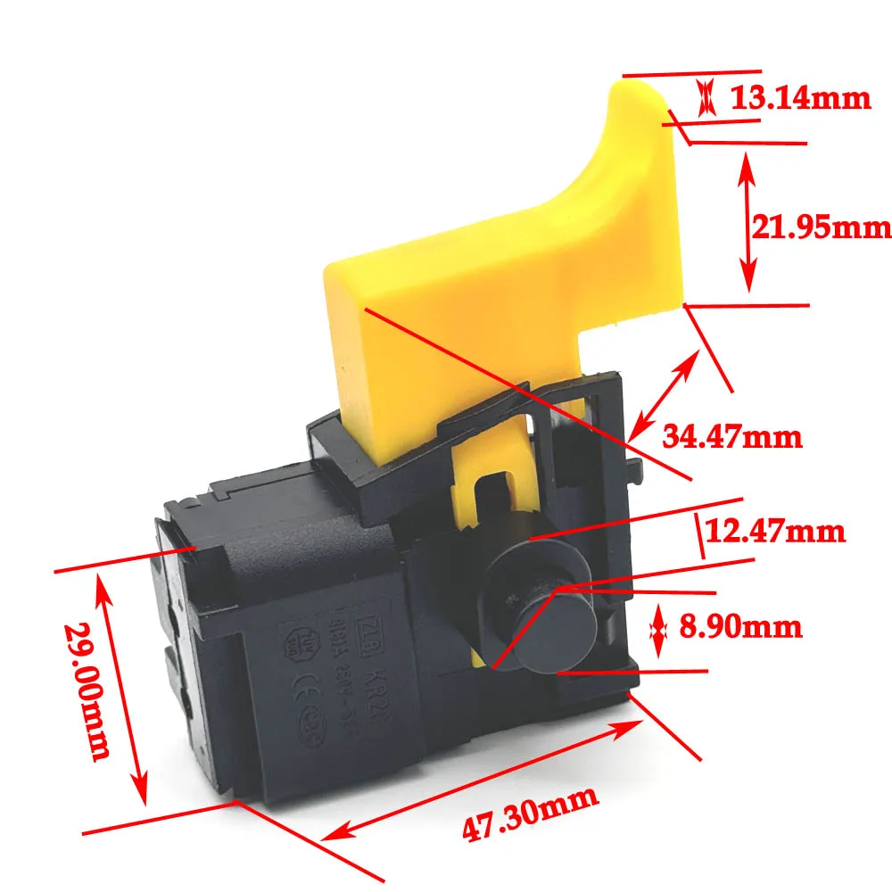 Pistol Drill Speed Switch 250V 8A Lock On Power Electric Hand Drill Speed Control Trigger Switch connector 160/200