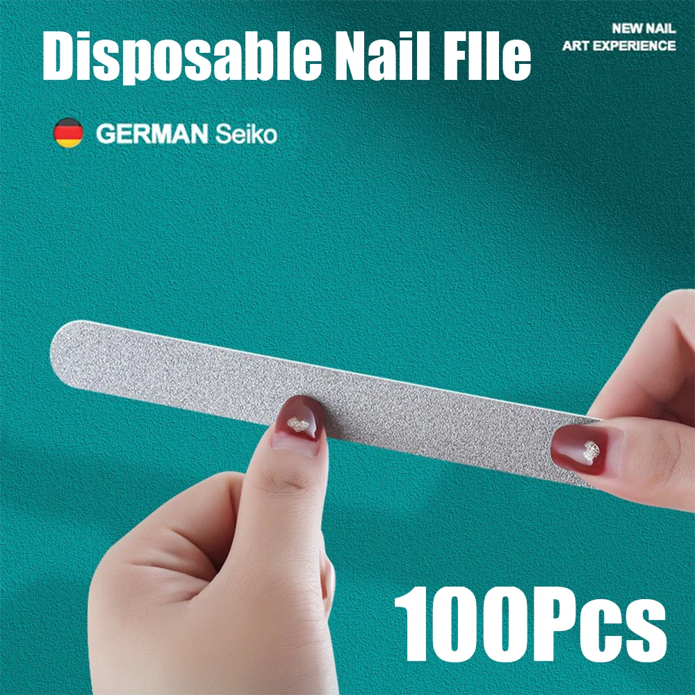 100PCS Disposable Wooden Nail File Double Side 100/180Grit Professional Nail Art Sanding Buffer Tool