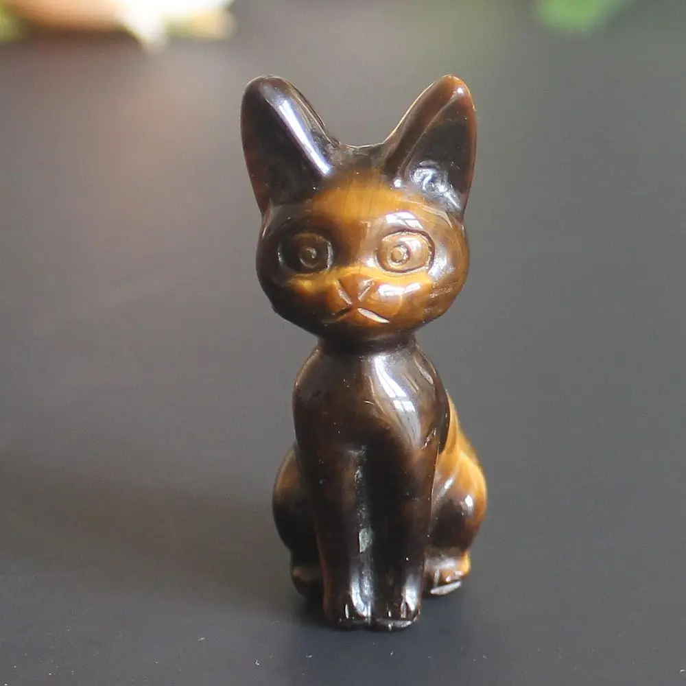 Ручная резная хрустальная абyssinianская фигурка кошки, резьба по виде животного, статуя, офисный стол, кабинет, домашний декор, 2 дюйма