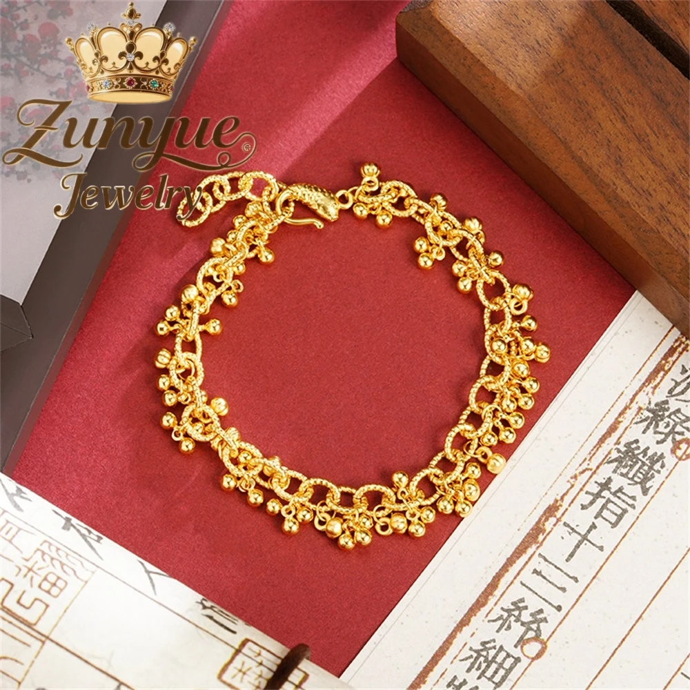 

Высококачественный маленький круглый браслет из песочного золота с бусинами, ювелирные изделия класса люкс, бестселлеры, модные украшения, изысканный элегантный популярный шарм