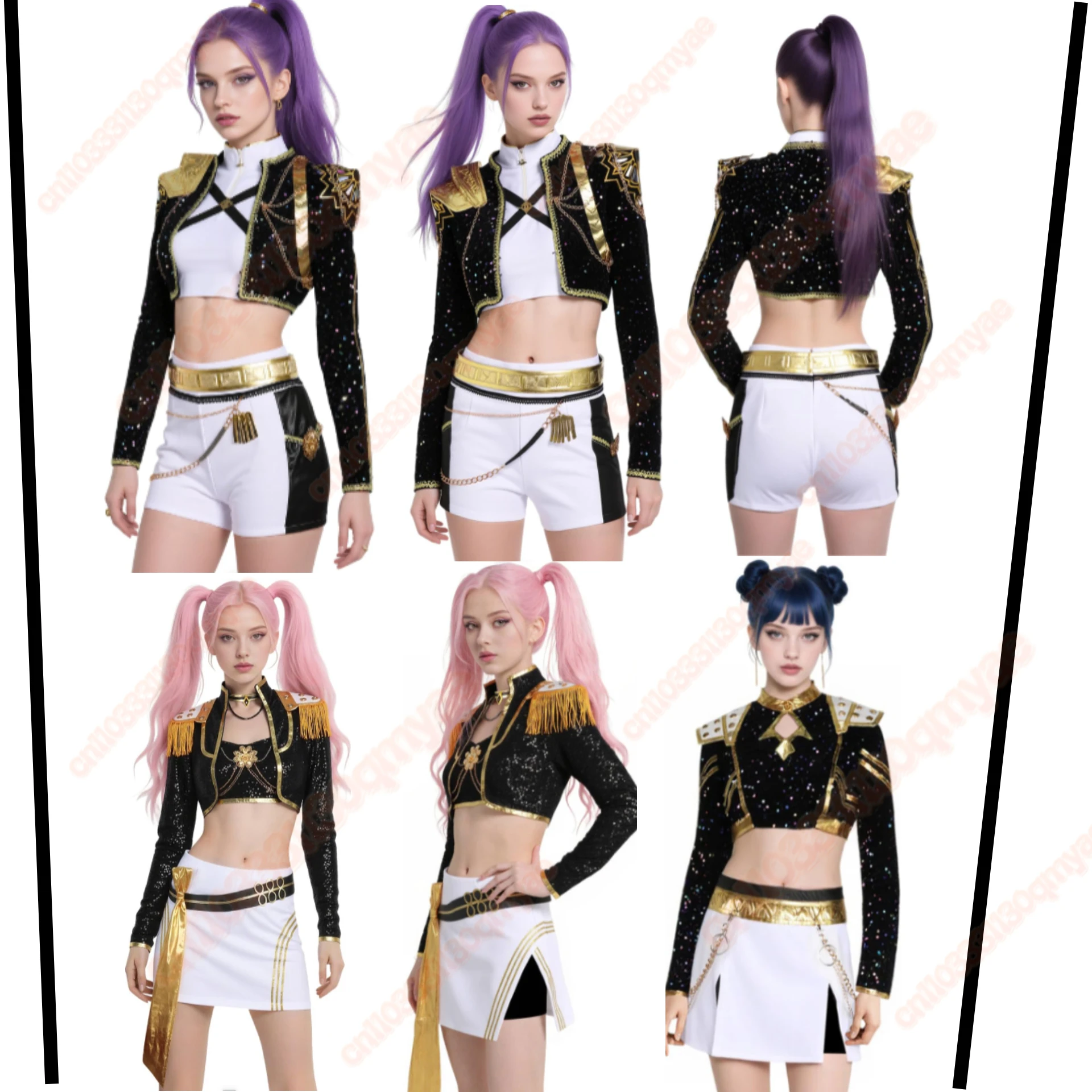 키즈 소녀 Rumi Mira Zoey Kpop 악마 헌터 코스프레 의상 어린이 의류 롤 플레잉 의상 할로윈 카니발 슈트