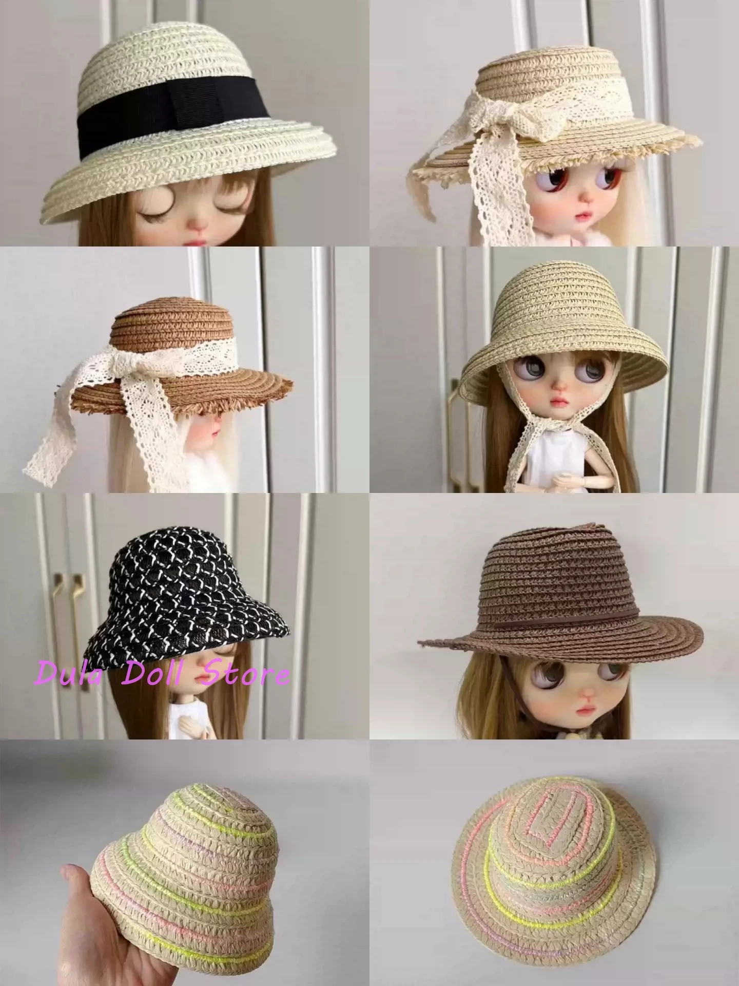 

Dula Handmade Doll Clothes Straw hats cap Blythe ob24 ob22 ob11 Azone Licca ICY JerryB 1/6 Bjd Doll Accessories