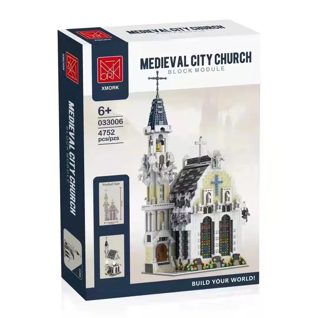 

MOC-65557 Medieval Churches Building Blocks Bricks Model Creative Streetview Modular City Architecture Sets Kids Toys Boys Gifts