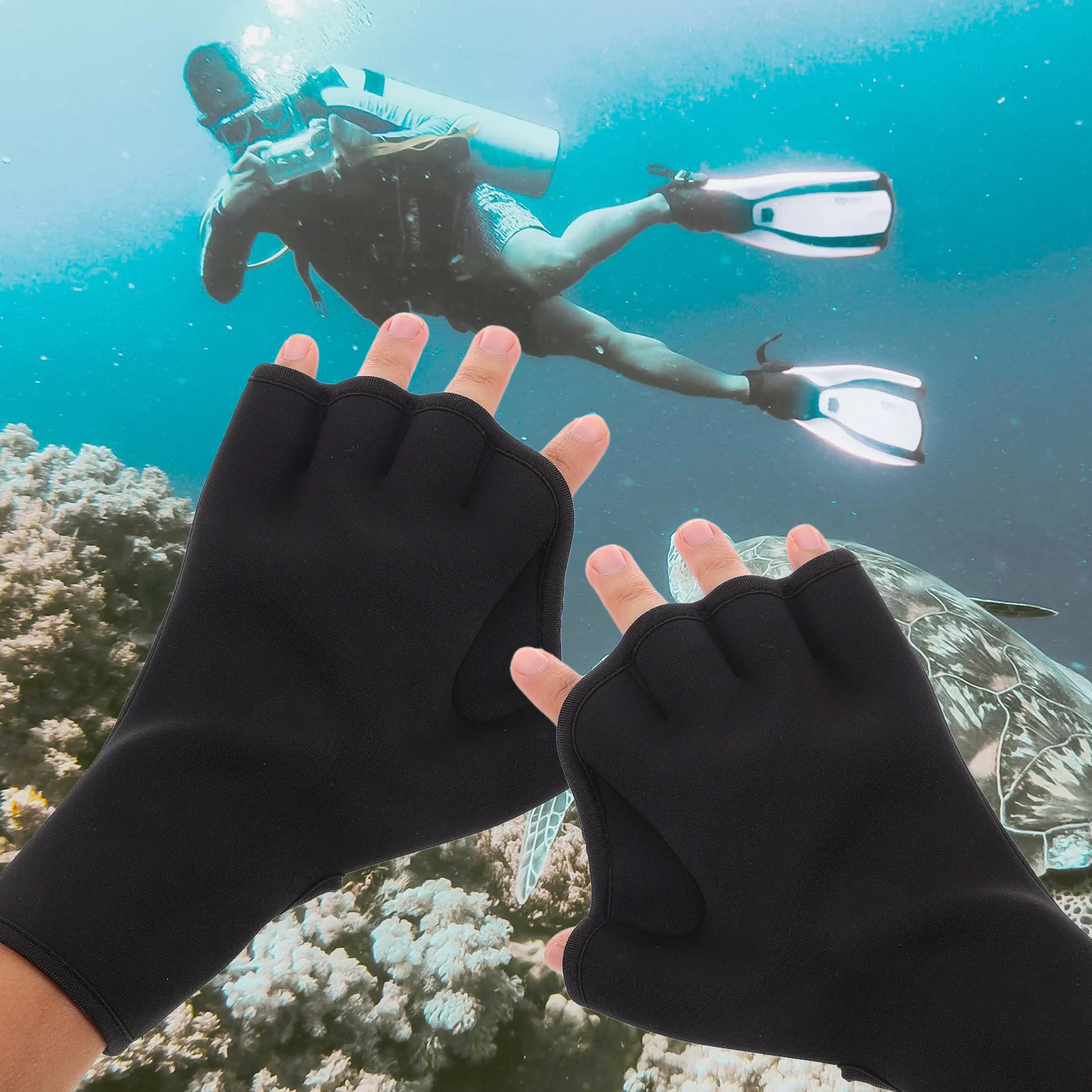 

1 Pair Swim Training Paddles Neoprene Swimming Gloves Water Resistance Workout Diving Auxiliary Mitten Adults Pool Exercise Hand