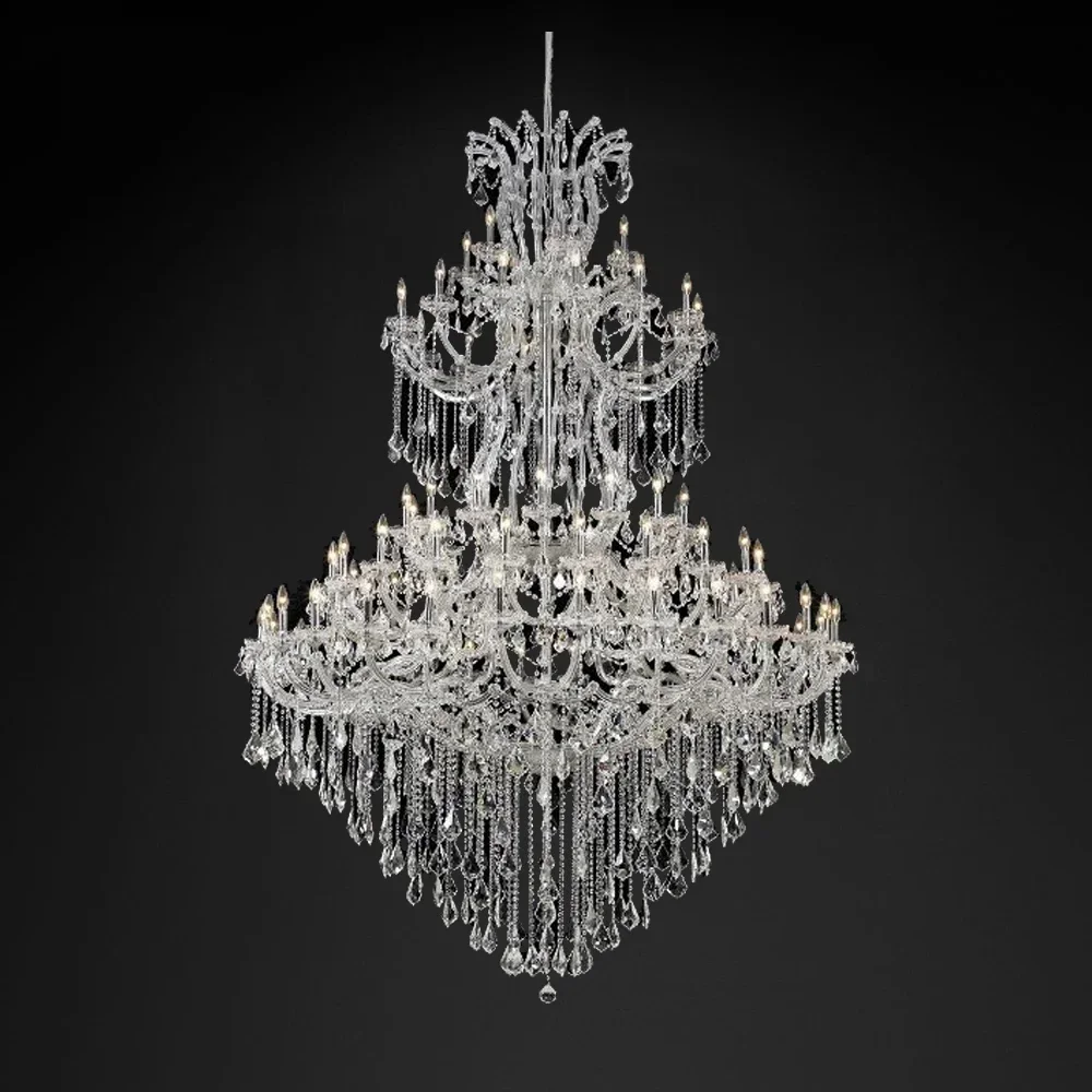 Large Villa Retro Style Crystal Chandelier Candlestick Style Diversified Hall Staircase Luxury Chandelier