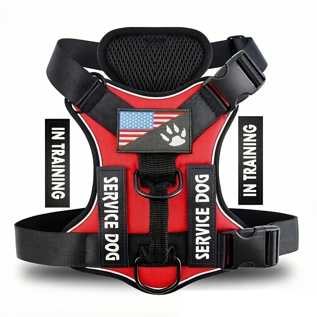 

KEEHOME Reflective Pet Tactical Chest Strap Dog Vest Leash with Shock Absorption Night Vision - Dog Walking Harness without Battery
