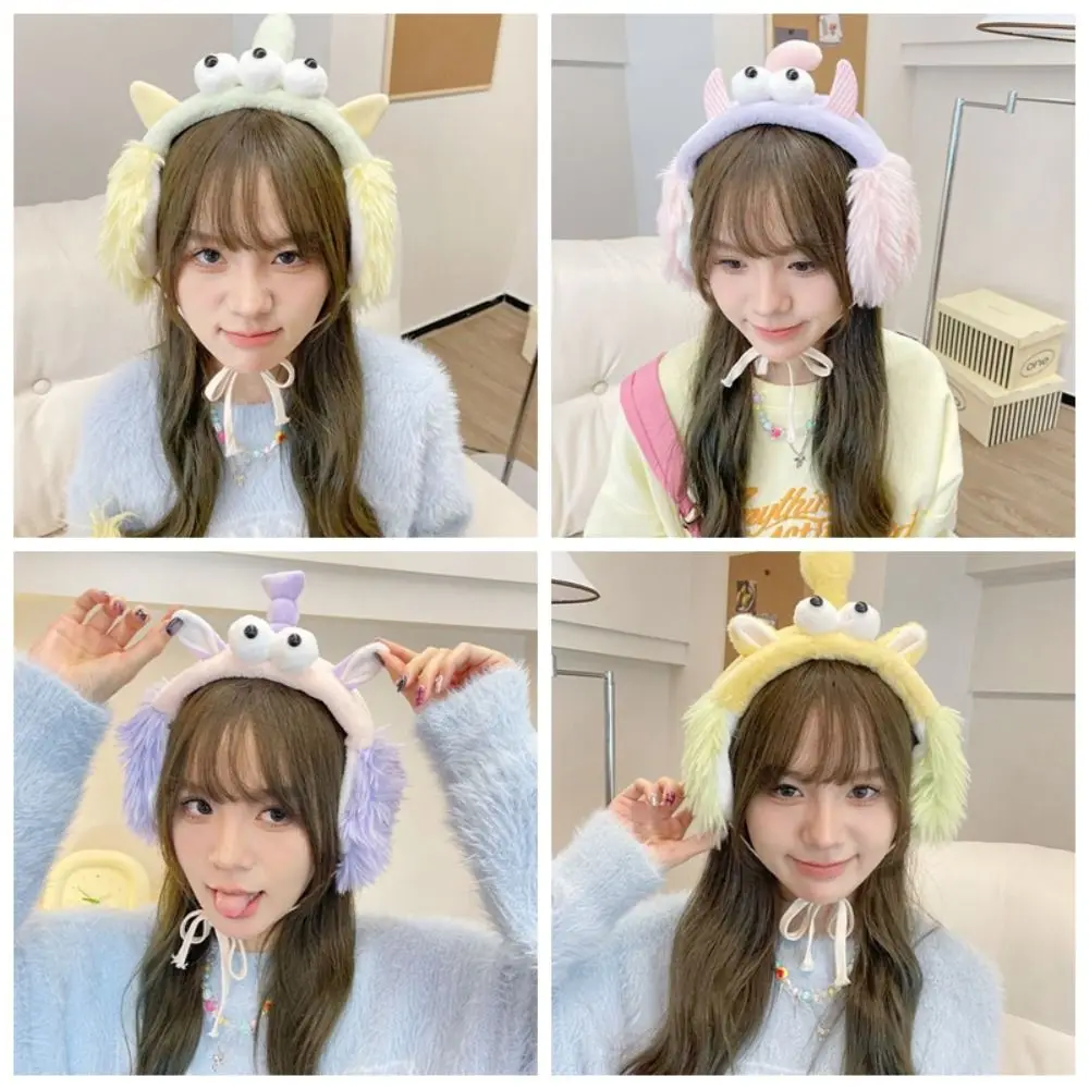 Lovely Korean Y2k Plush Earmuffs Adjustable Windproof Girls Fluffy Earflap Tie Straps Soft Warm Winter Ear Cover Female