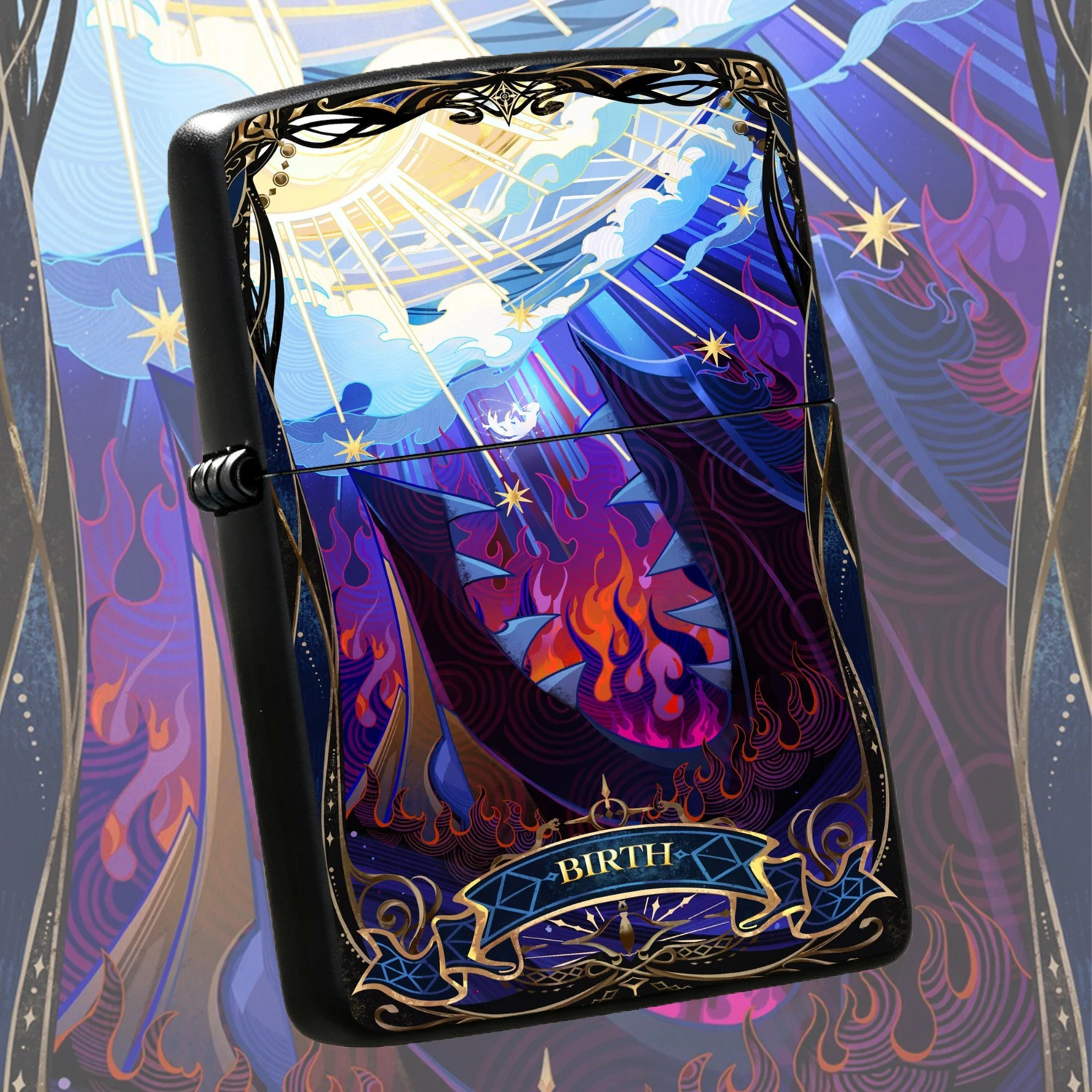 Vintage Tarot Style Birth Themed Lighter Stunning Art Print Pocket Lighter Durable Exquisite Collectible For Daily Use Camping Starter Unique Creative Gift For Tarot Lovers Friends Family Art Enthusiasts A Fun and Humorous Lighter