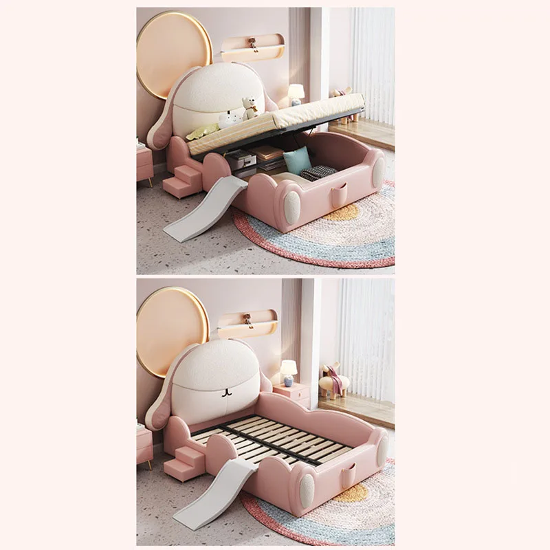 Cartoon Solid Wood Bunny Pink Modern Princess Bunk Bed Children Girl Princess Bed Bedroom Furniture