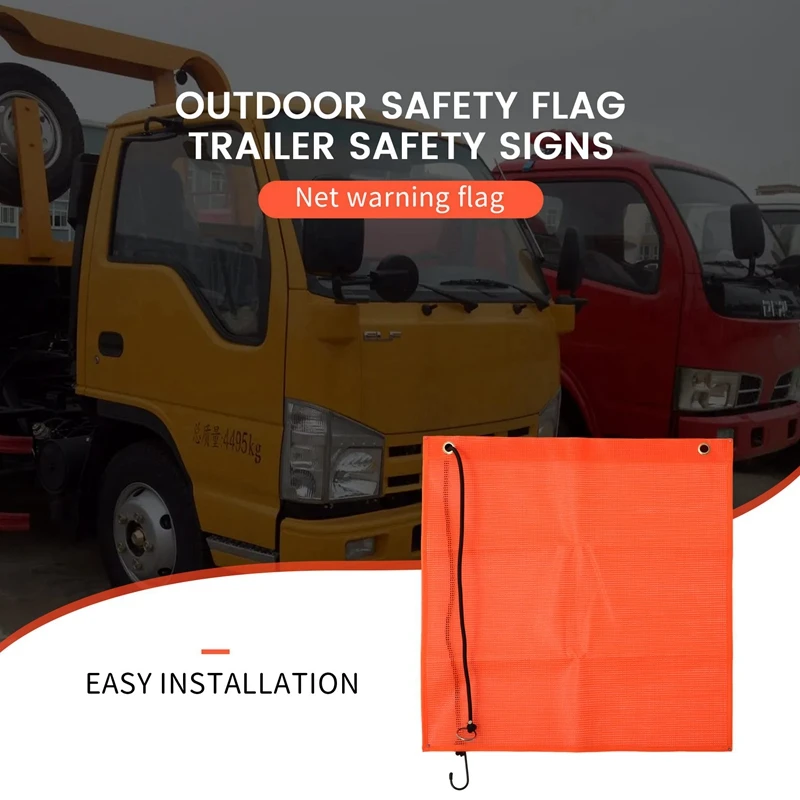 A92U-4Pcs 18X18 Inch Mesh Safety Flags Orange Warning Flag Bungee Safety Flag Good Visibility Weatherproof Flag With Grommets