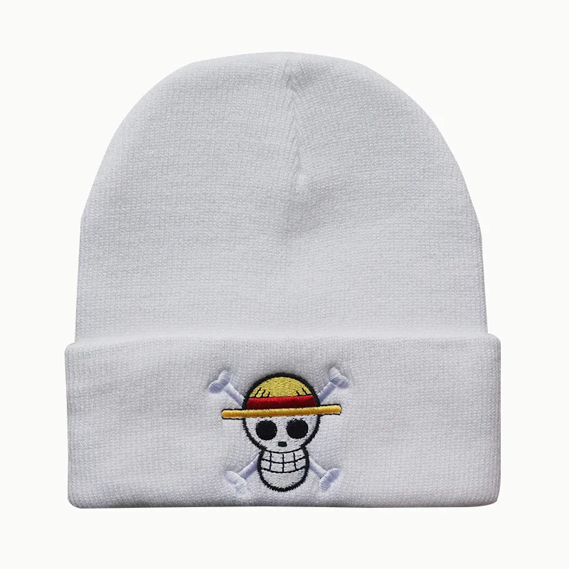 Cute Anime One Pieces Knit Hats Skull Bonnet Printed Hat Fashion Warm Winter Skullies Beanies Caps Cosplay Gift For Boys Girls