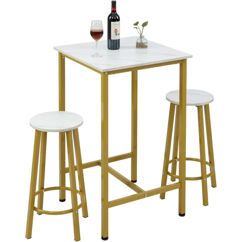 

23.6-inch High Square Pub Table Set with Stools, Kitchen Bar Table for Two