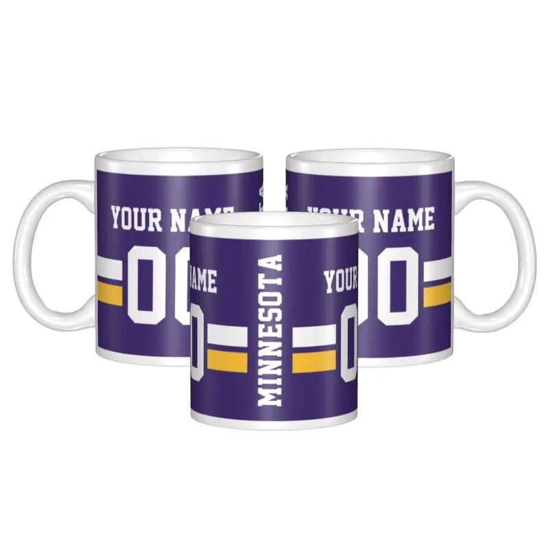 Custom Minnesota Name & Number Football Coffee Mug for Football Fan,Football Gifts for Football Fan Son Grandson Friend Coworker