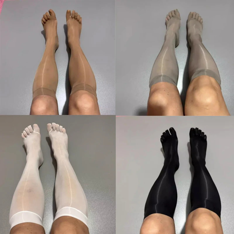 Ultra Thin Glossy Horse Oil Men Five Toe Socks Smooth Stretchy Sheer Stockings Women Five-Toed Calf Hosiery Party Nightclub