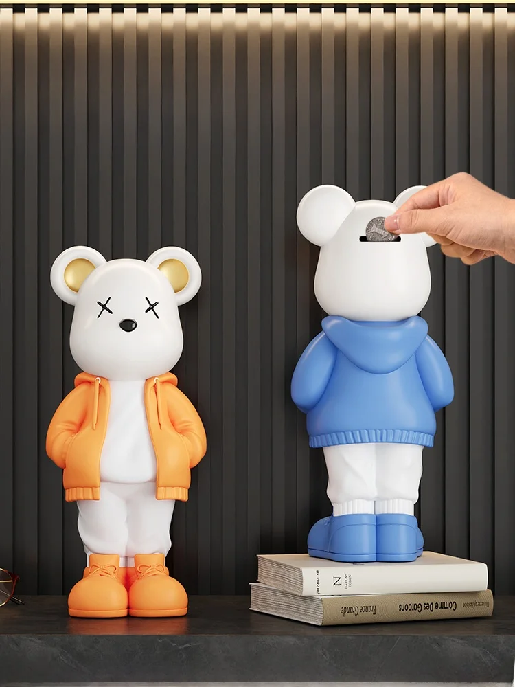 Large Capacity Creative Violent Bear Money Box Adult Desktop Decoration Resin Craft Storage Container Trendy Gift for Friends