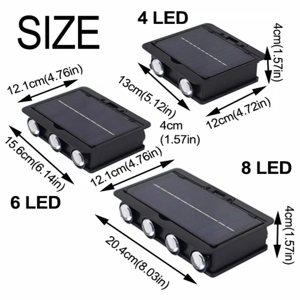RGB Solar LED Wall Light 4/6/8 LEDs Up Down Lighting Waterproof Outdoor Garden Courtyard Decoration Lamp