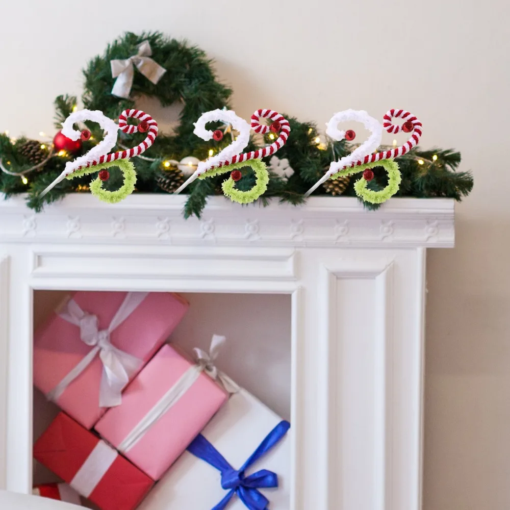 10/1 قطعة عيد الميلاد الملونة الغزل مصاصة قصاصات شجرة عيد الميلاد قصب الحلوى فرع معلقة قلادة Craft بها بنفسك الحرفية ديكور المنزل الطرف #6