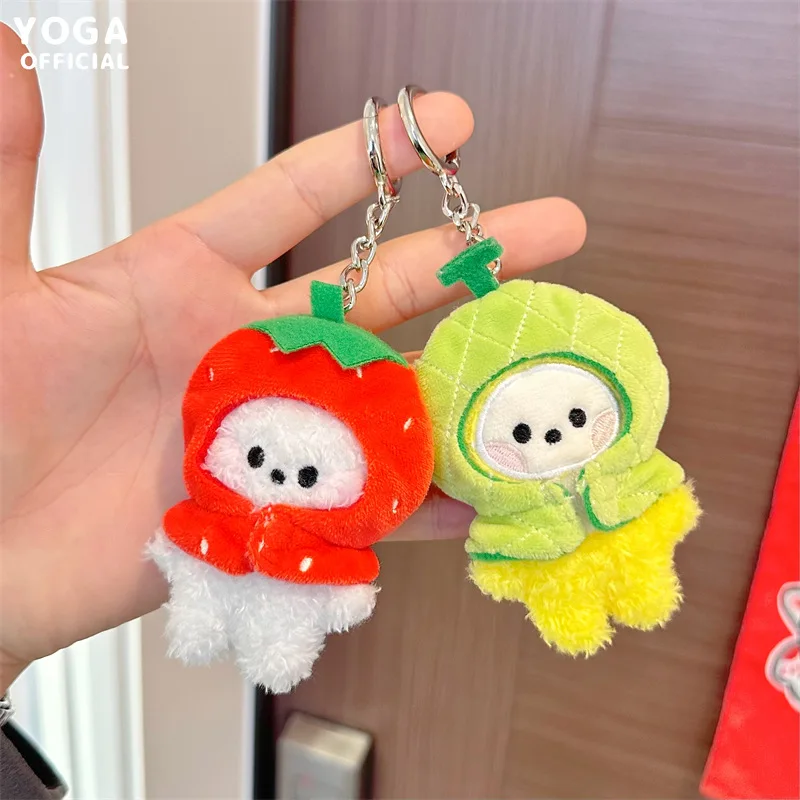 Anime Bt21 Baby Fruit Series Anime Rj Mang Koya Plush Keychain Cute Cartoon Cooky Plush Doll Toy Bag Accessories Girl Gifts