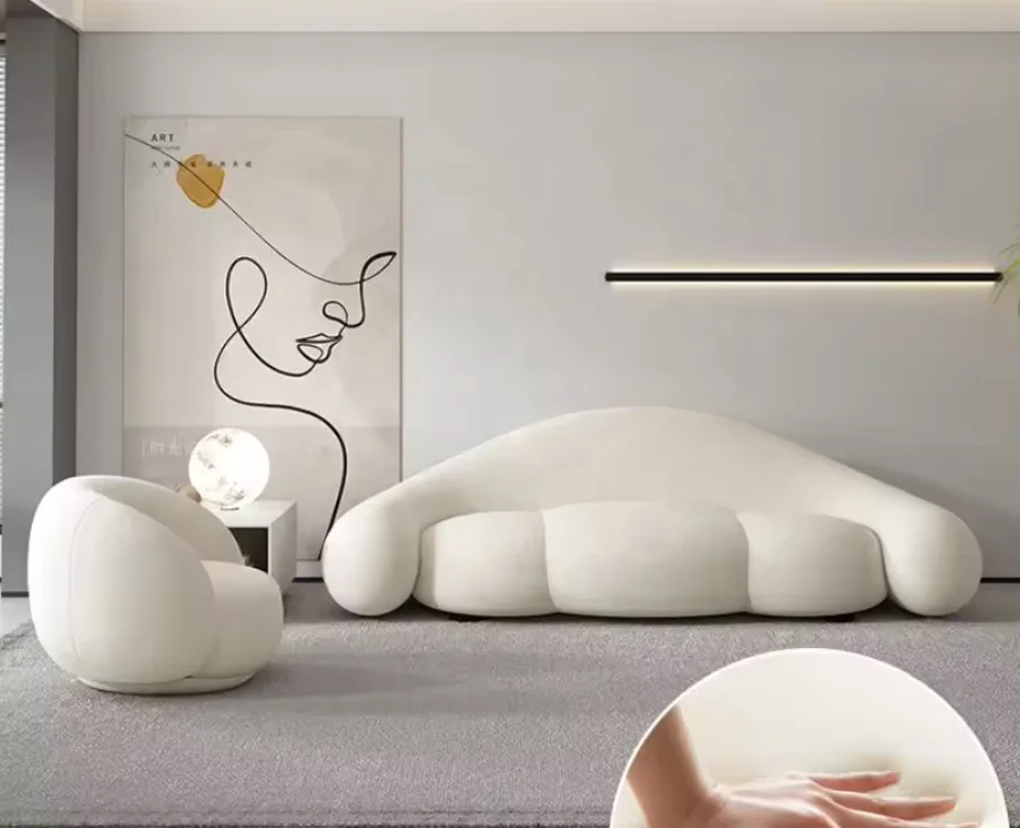 Small apartment living room sofa curved beauty salon shop reception sofa 3