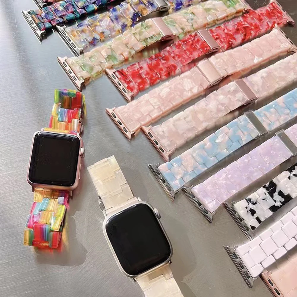 Women Luxury resin strap for apple watch 7 8 41mm 45mm band 6 se 5 4 38mm 40mm 42 44mm sport loop for iwatch Ultra 49mm bracelet