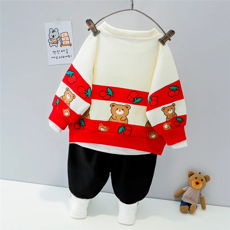 Baby Girls Boys Clothing Sets Spring Children Pullover Sweatshirt Pants 2 Pcs Suit Cartoon Bear Infant Clothes Kids Outfits