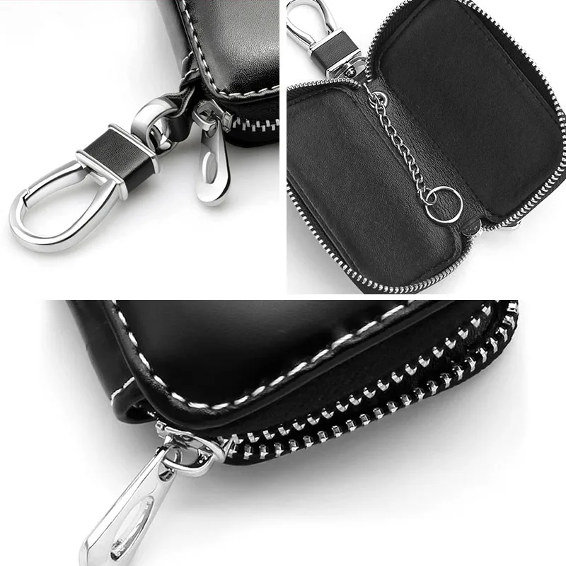 Car Key Holder Pouch Wallet Housekeeper Key Case Mini Card Bag For Ford Mustang Kuga F-150 Raptor ST line Escape Flex Transit