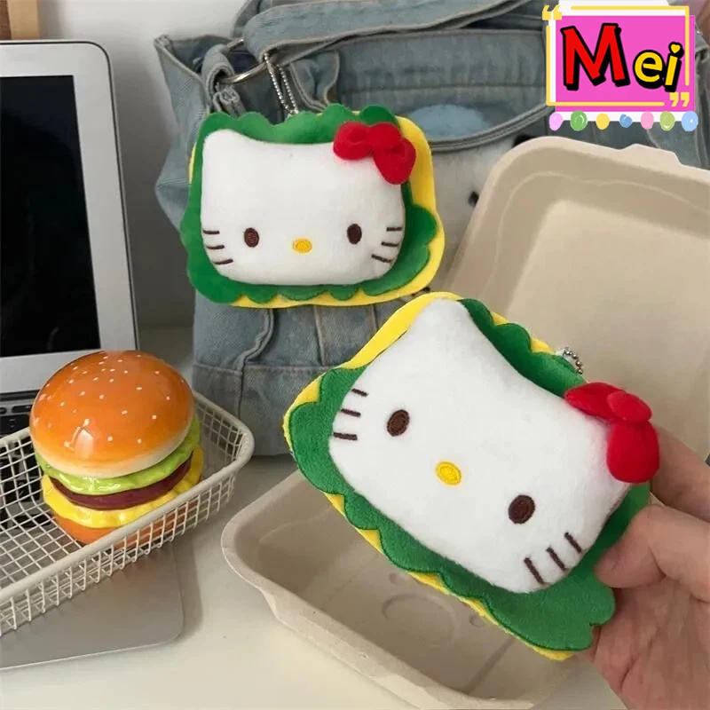 Nuevo 2 uds lindo llavero de peluche de gatito colgante de coche muñeco de peluche creativo en forma de hamburguesa colgante de mochila de alta calidad regalo de Navidad