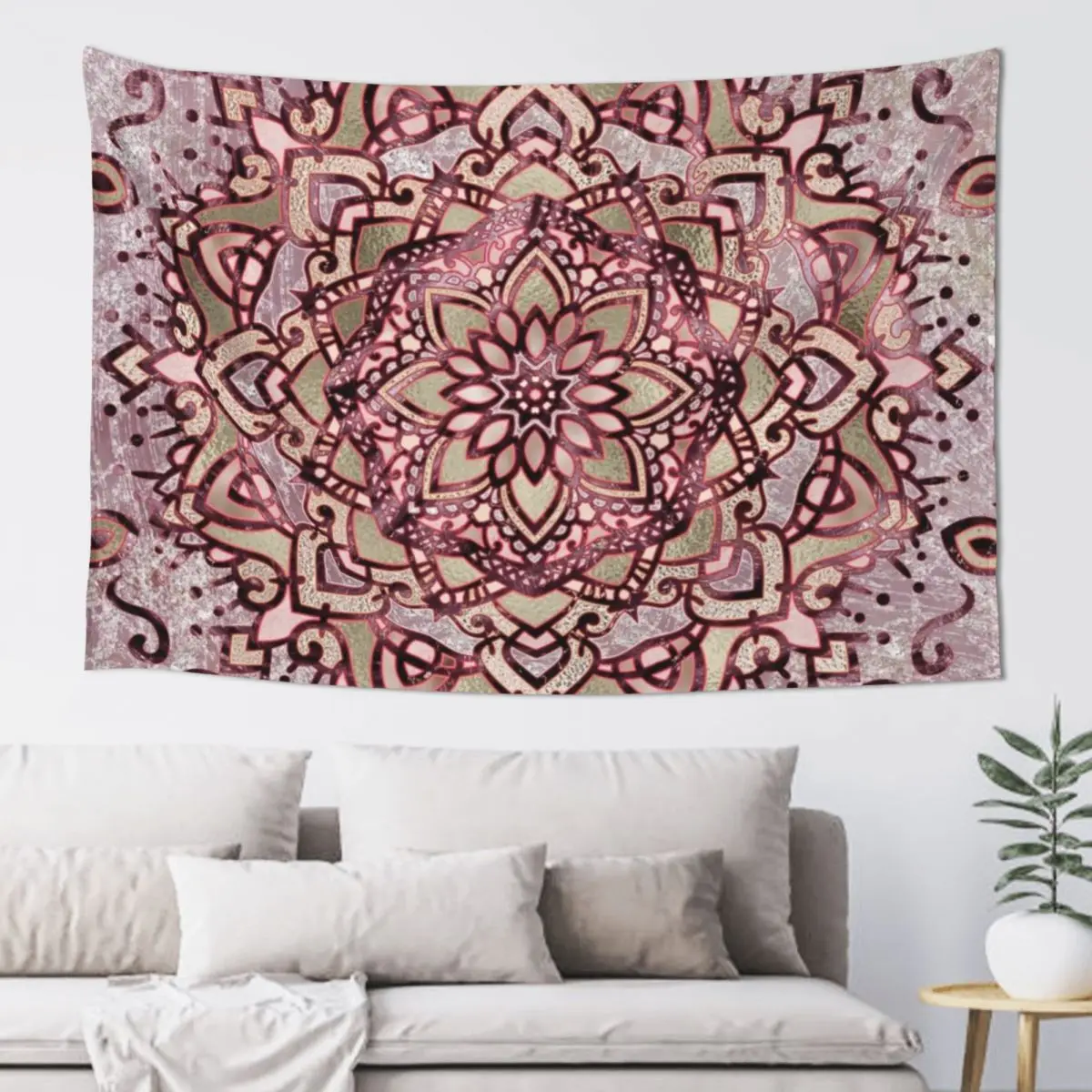 

Burgundy plum mandala Tapestry Home Decorations Aesthetic For Bedroom Tapestry