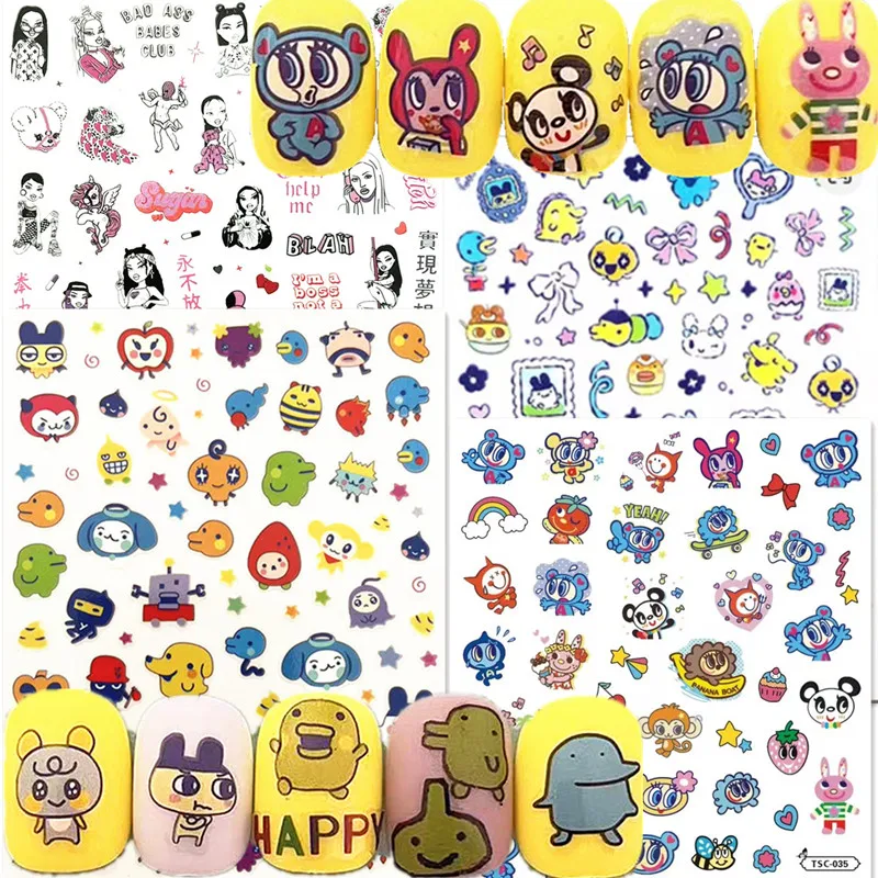 

1 PC Heart Bear Girl Blue Angle Anime Design Decal Slider Self Adhesive DIY Decoration Tips Nail Stickers TSC 031