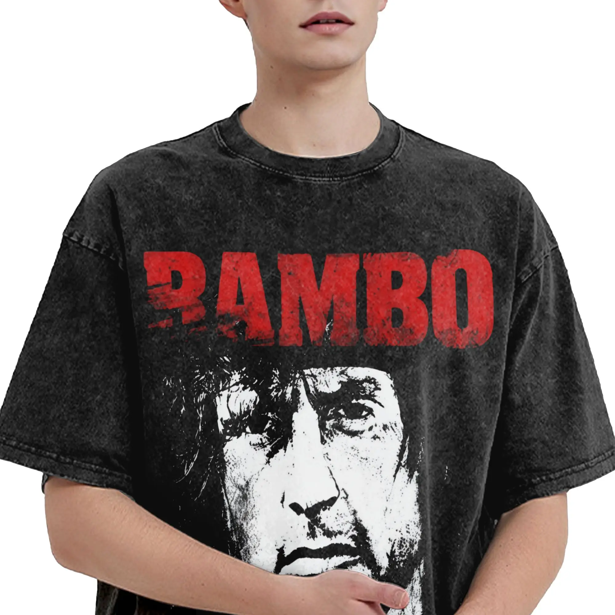 John Rambos Apparel Washed T Shirts for Men Women Streetwear Hip Hop T-Shirts Graphic Printed  Tees Short Sleeve