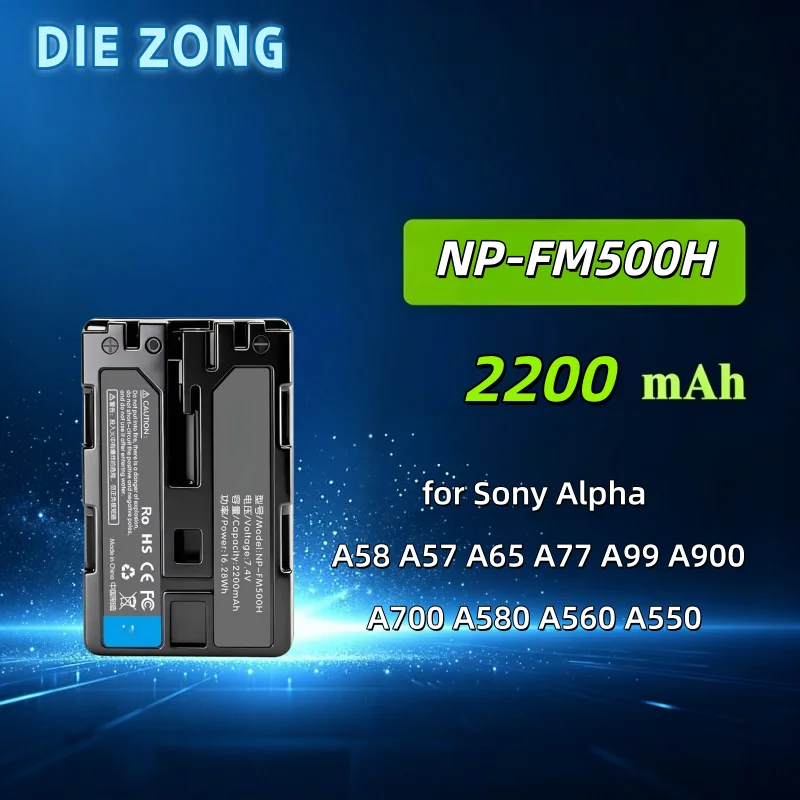 High-Quality New 2200mAh NP-FM500H 7.4V Battery for Sony Alpha A58 A57 A65 A77 A99 A900 A700 A580 A560 A550 Fast Shipping