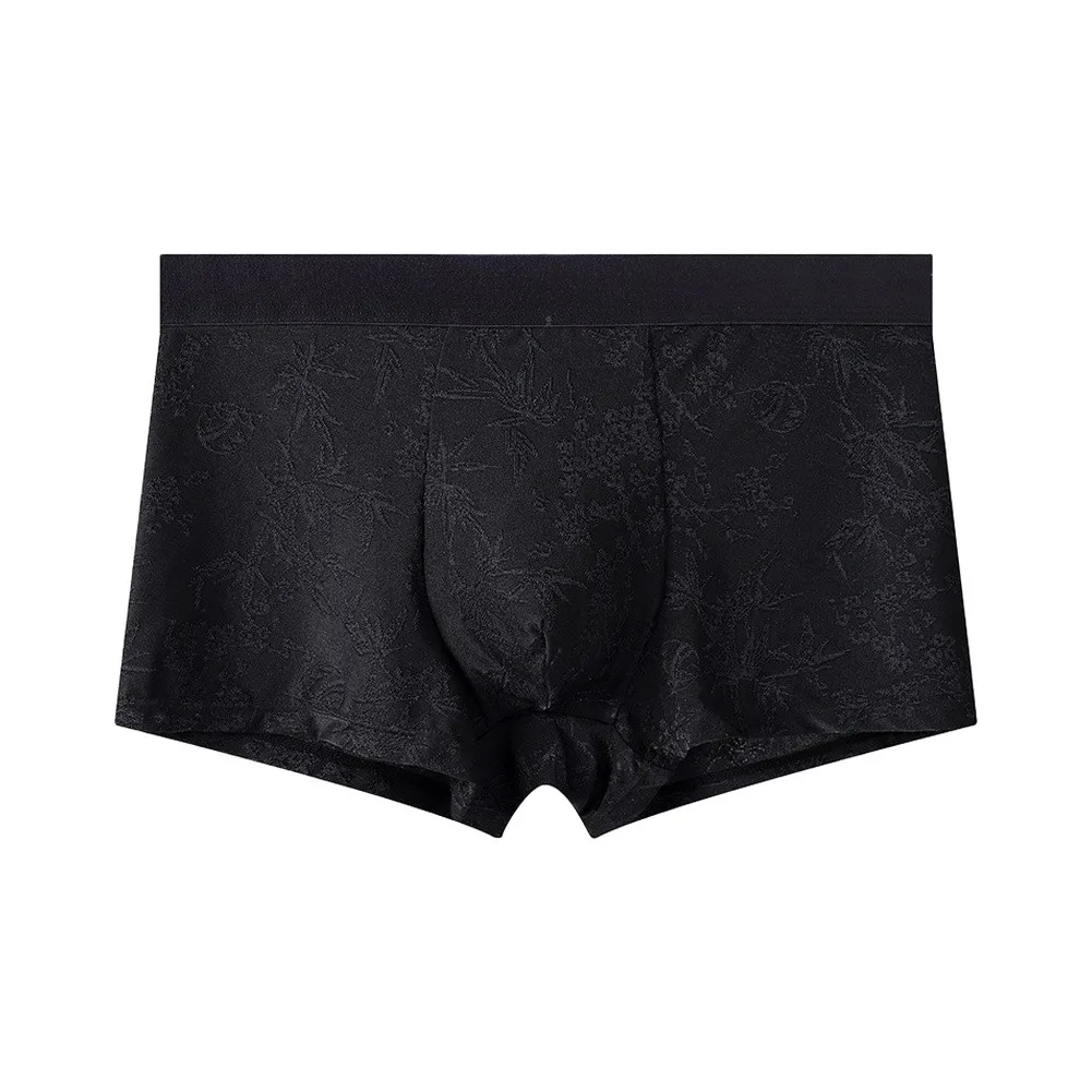 1pc Men's Breathable Underwear Seamless Boxer Shorts Middle Waist L-3XL Large Size Solid Color Panties Comfortable Home Wear