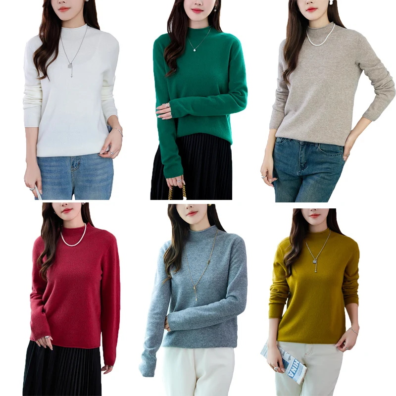 

Шерстяной свитер Andy с круглым вырезом, весна 2024, мягкая теплая базовая одежда, кашемировый свитер, чистый цвет, прочная модная женская одежда