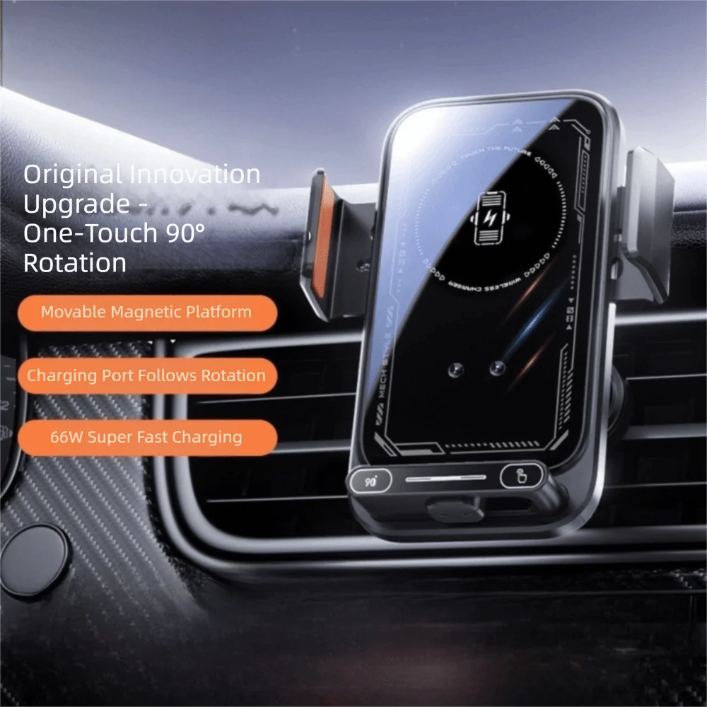 66W Fast Charging Car Phone Charger Wireless Charger Auto Sensing Mobile Phone Holder Charger One Key Release Auto Induction