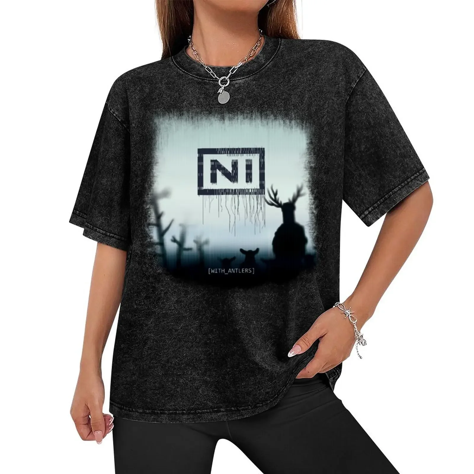 NI Knights with antlers album cover parody music lovers humor T-Shirt blacks graphics anime tshirt cute tops cotton t shirt men