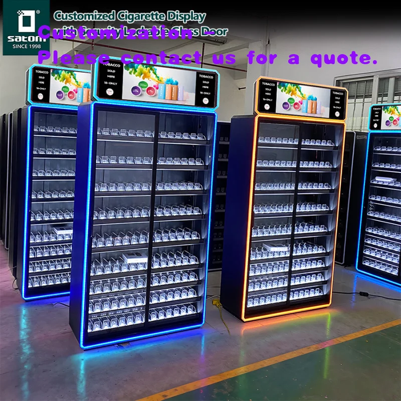 custom.Shop Packs Stand Racks Shelving Smokeless Display Cabinet with Tempered Glass Door