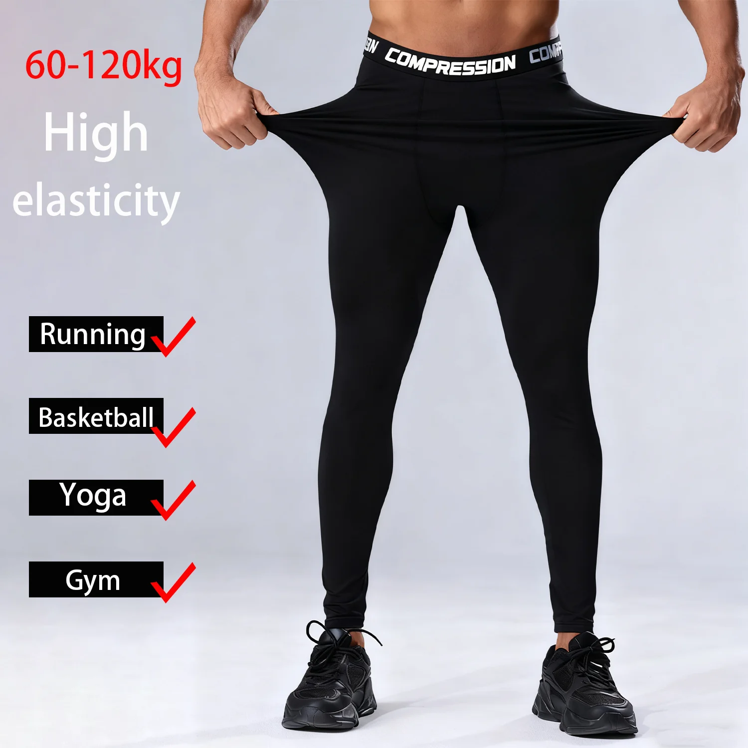 1, 2 or 3 Pack Men's Plus Size Compression Pants Athletic Base Layer Fitness Tights Leggings for Running Gym Yoga Basketball