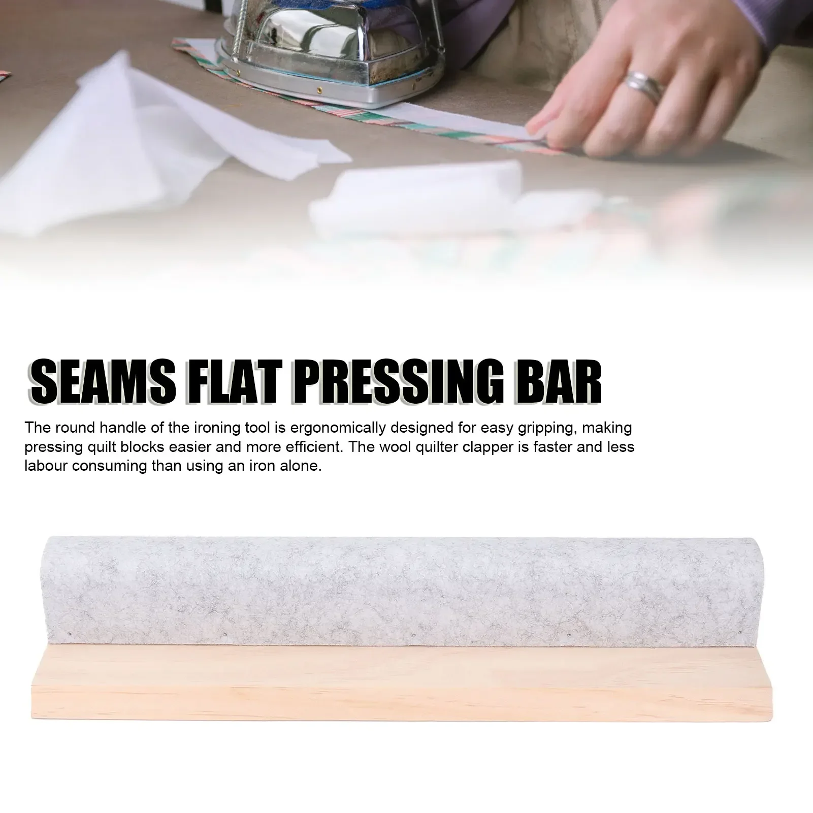 

Wool Pressing Bar Clapper With Felt Professiona Wood Sewing Tool Flattening Fabrics Point Pressing Seams Flat Pressing Bar