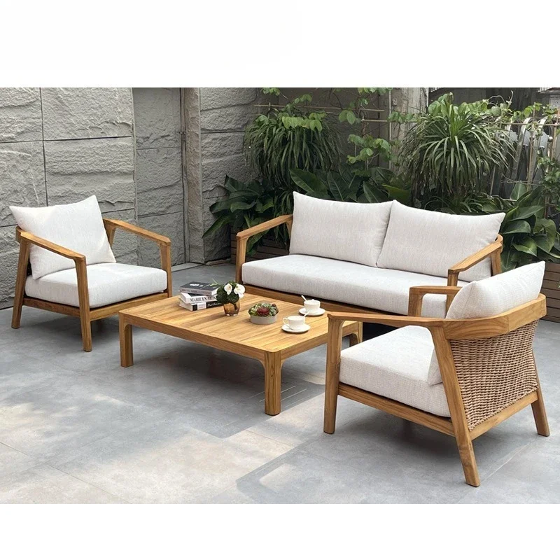 OBMSofa elastic webbing, solid wood teak frame with high elastic webbing seat cushion