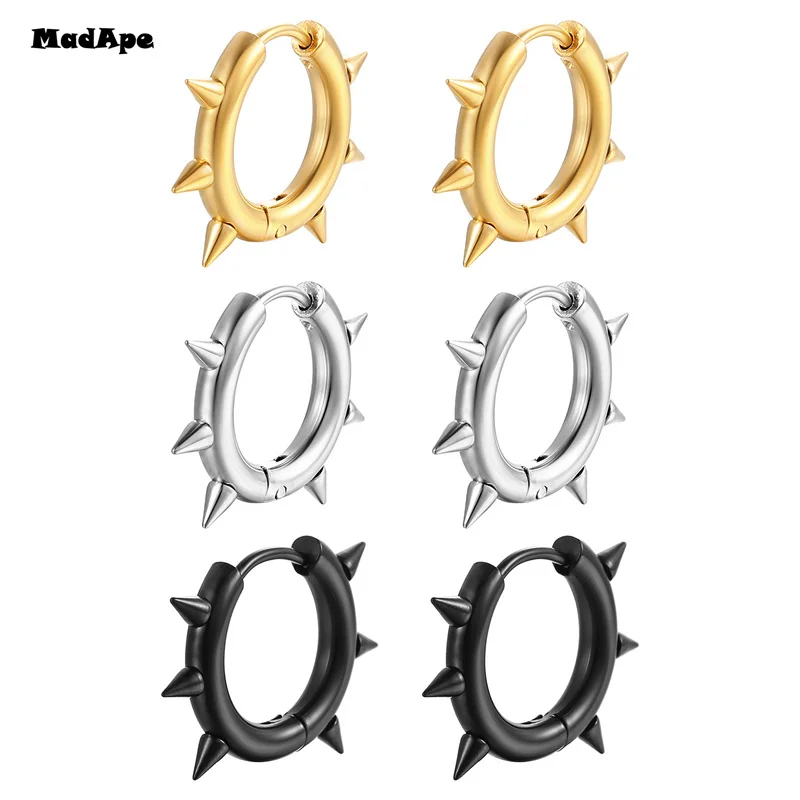 Stainless Steel 1 Pair Minimalist Huggie Hoop Earrings For Women Gold Color Tiny Round Circle 20mm Punk Unisex Rock Earring