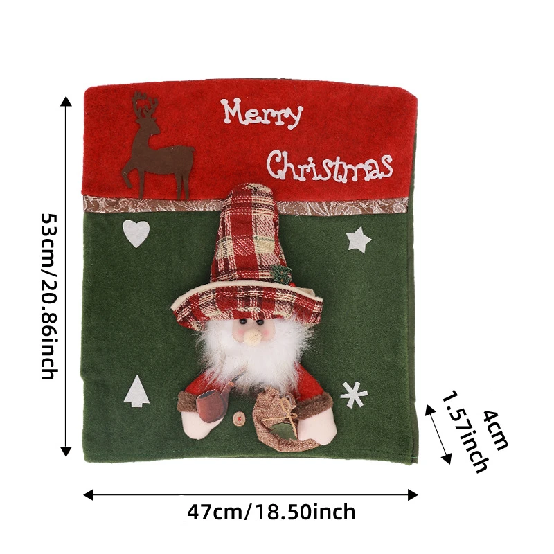 عيد الميلاد غطاء كرسي سانتا كلوز دمية محبوك لطيف الكرتون ثلج الرنة عالية قبعة الغلاف عطلة الطعام كرسي ديكور الحفلات #6