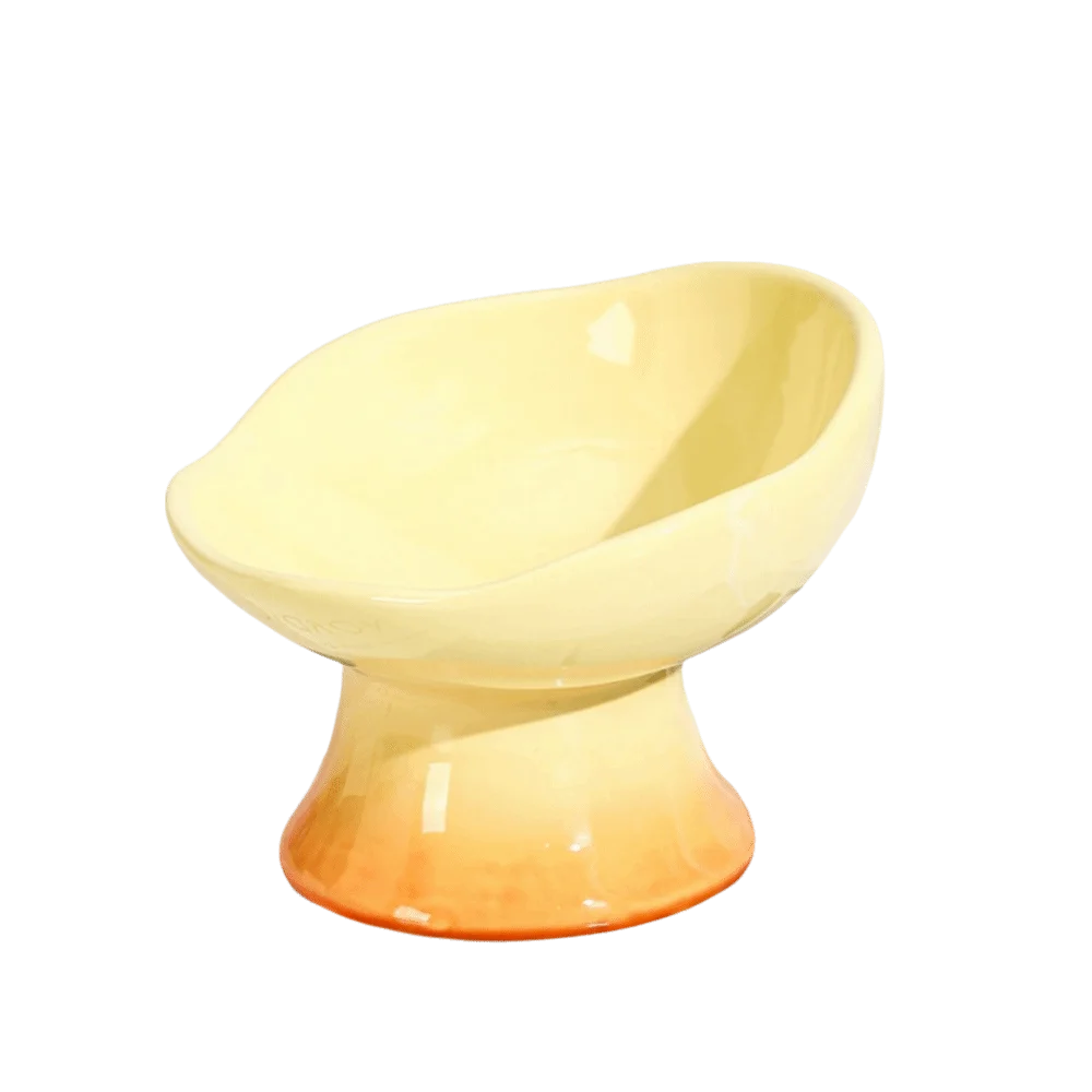 

Flower Shape Ceramic Cat Bowl Anti-Tip Tall Footed Pet Food Water Feeders Oblique Mouth Anti-Slip Raised Pet Bowl Pet Feeding