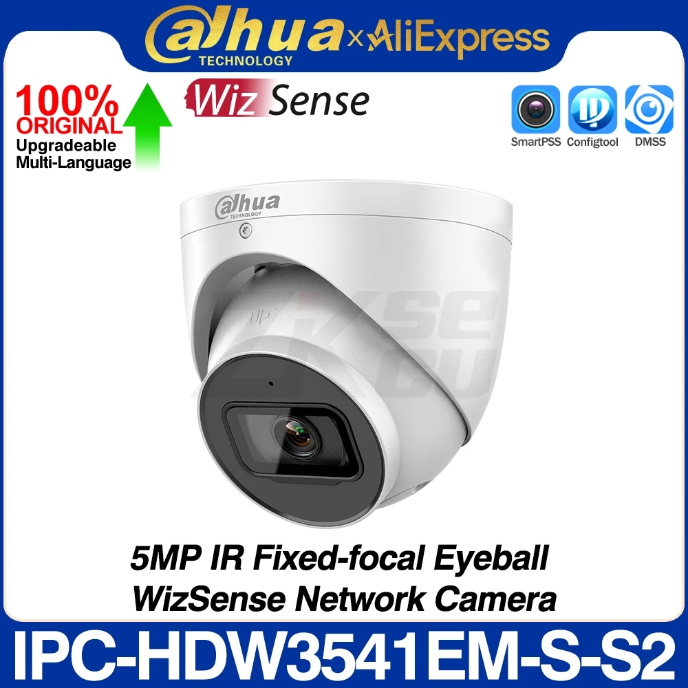 

Dahua Original IPC-HDW3541EM-S-S2 5MP WizSense Network POE IP Camera H.265+ IR 50M SD Slot Built-in MIC IVS SMD 4.0 AI SSA IP67