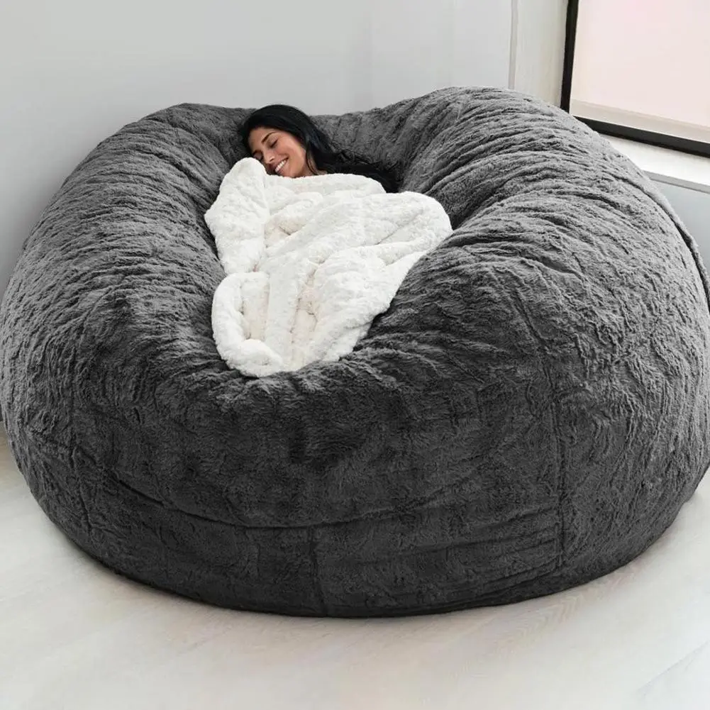 135x65cm Bean Bag Cover Lazy Sofa Cover Bedroom Plush Slipcover Bean Sofa Cover Fluffy Bean Bag Chair Seat Recliner 27031530