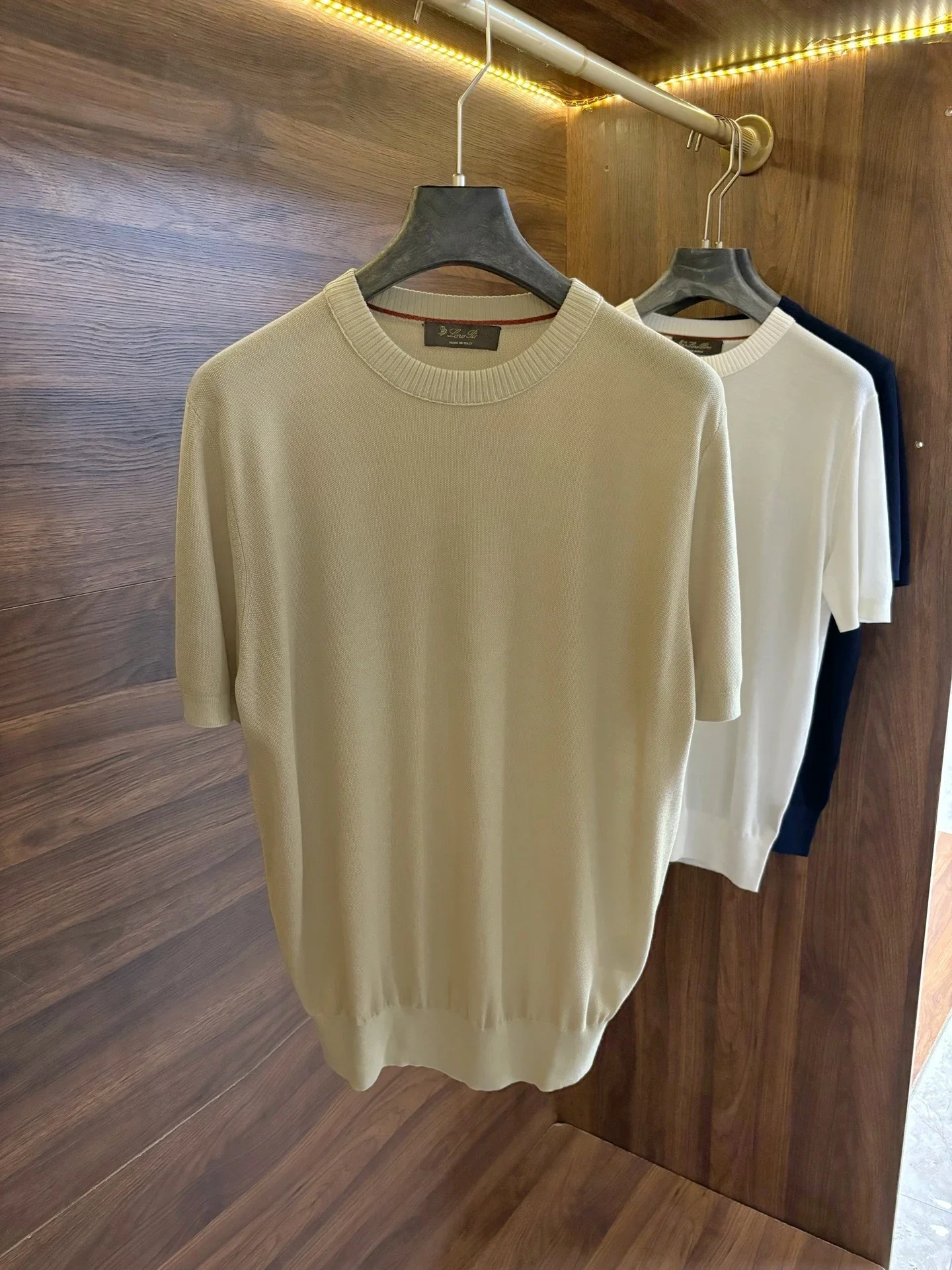 

LP Italy 25ss old money solid color crew neck knitted sweater men's casual short-sleeved T-shirt