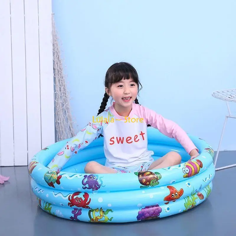 Y4QA 1 Set Baby Infants Inflatable Swimming Pool Kids Round Safety Swim Pool Foldable