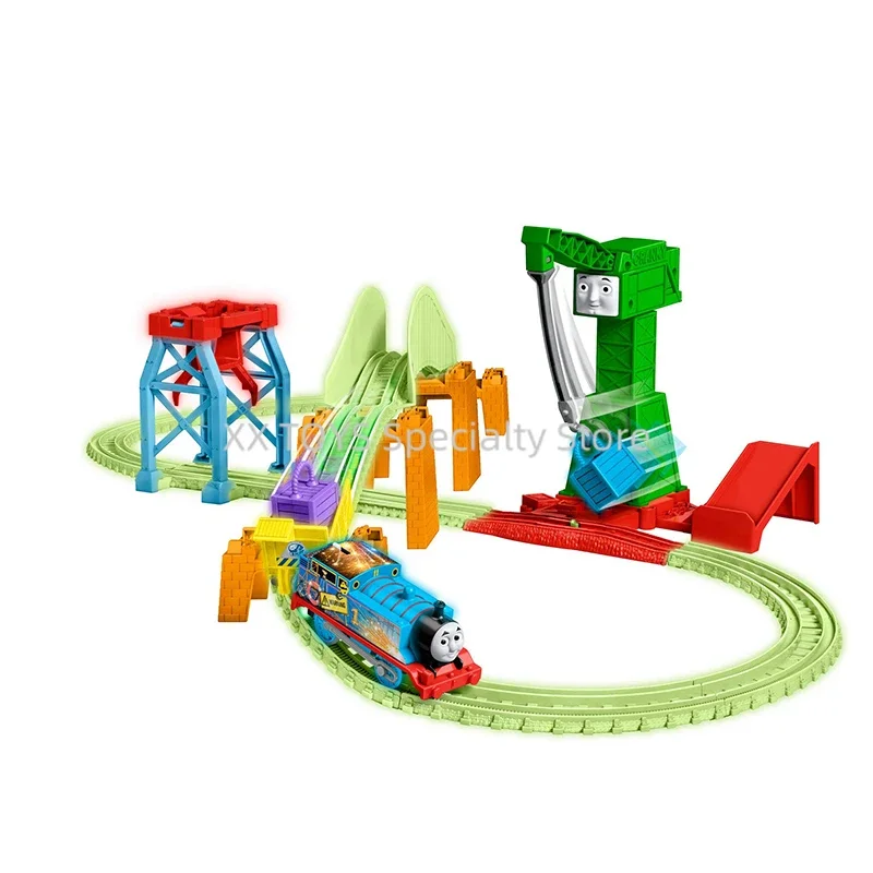 Thomas & Friends Trackmaster entrega nocturna pista iluminada con motor de tren motorizado Hyper Glow Thomas juguetes para niños