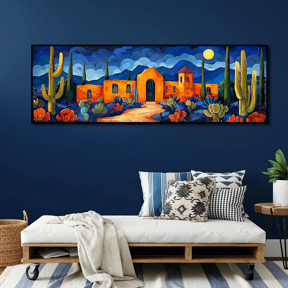 

Southwest Desert Landscape Painting Abstract Wall Art Canvas Poster Print Large Cactus Picture Living Room Home Decor Cuadros